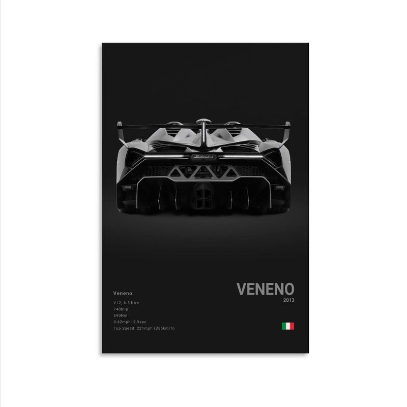 HOME TROVE  Supercar Poster - Muscle Car Wall Art Canvas - Room Decor Pictures - Unframed 12x18 Inch (30x45cm) - Image 2