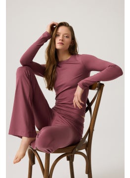 Los Ojos x Melodi Burgundy Long Sleeve Short Blouse Long Fitted  - Image 4