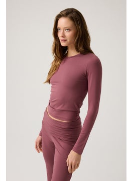 Los Ojos x Melodi Burgundy Long Sleeve Short Blouse Long Fitted  - Image 1
