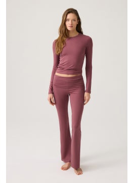 Los Ojos x Melodi Burgundy Long Sleeve Short Blouse Long Fitted  - Image 3