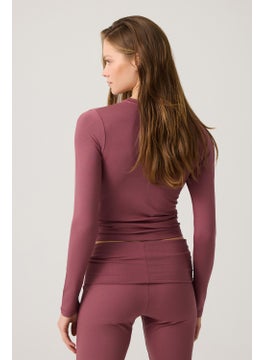 Los Ojos x Melodi Burgundy Long Sleeve Short Blouse Long Fitted  - Image 2