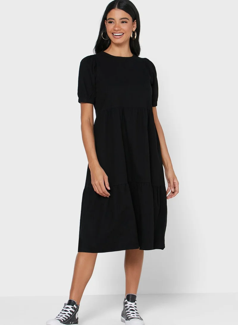NOISY MAY Puff Sleeve Tiered Dress