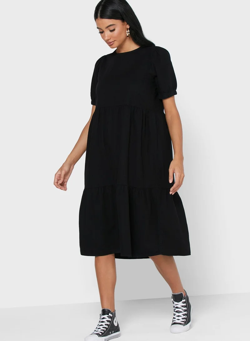 NOISY MAY Puff Sleeve Tiered Dress