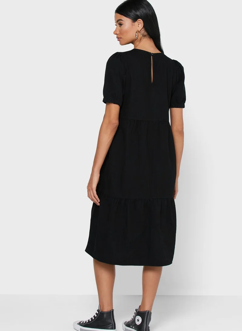 NOISY MAY Puff Sleeve Tiered Dress