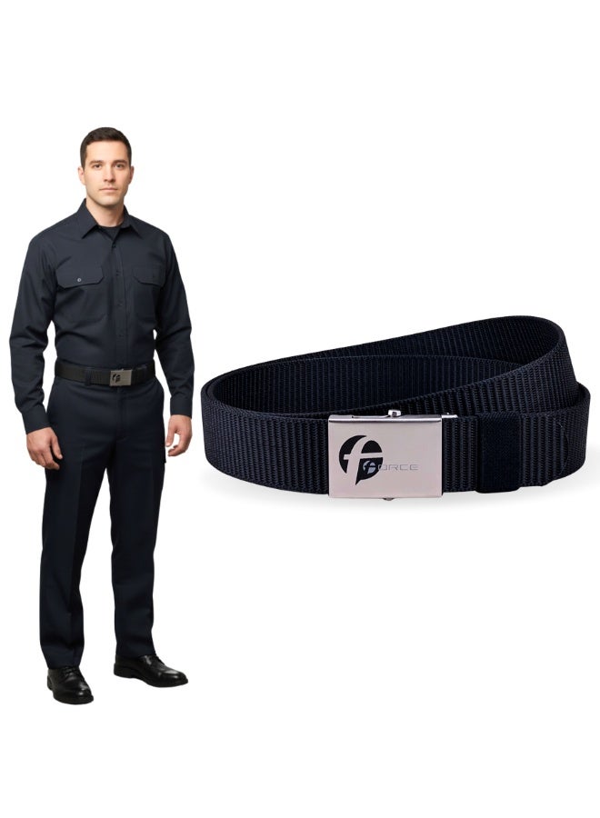 Force Security Belt for Men & Women – Heavy-Duty Nylon Web Belt with Roller-Lock Metal Buckle – Adjustable Tactical Belt for Security Guards, Police Officers, Airport Staff, Travel, Hiking & Golf