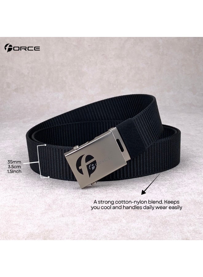 فورس حزام أمني للرجال والنساء – حزام ويب نايلون ثقيل مع إبزيم معدني رولر لوك – حزام تكتيكي قابل للتعديل لحراس الأمن، ضباط الشرطة، موظفي المطار، السفر، المشي الجبلي والجولف - Image 3