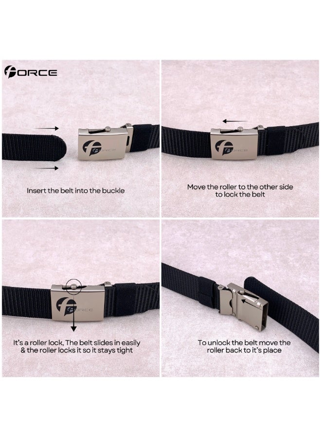 فورس حزام أمني للرجال والنساء – حزام ويب نايلون ثقيل مع إبزيم معدني رولر لوك – حزام تكتيكي قابل للتعديل لحراس الأمن، ضباط الشرطة، موظفي المطار، السفر، المشي الجبلي والجولف - Image 5
