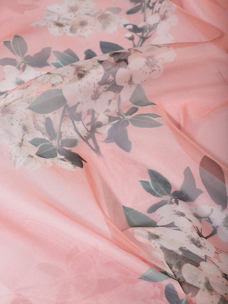 AKS Blush Pink Sheer Organza with Floral Print - Image 2