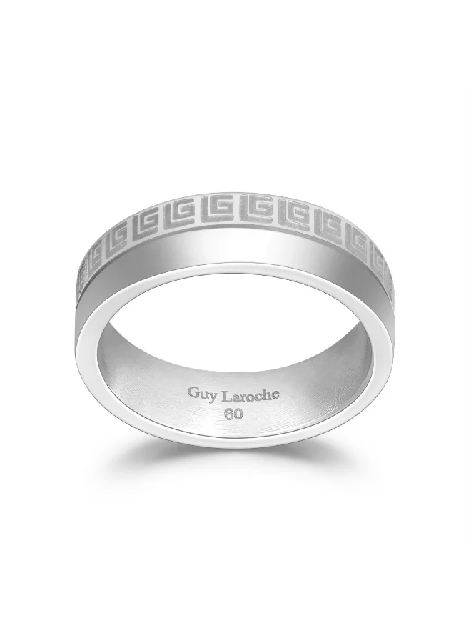 Guy Laroche Alain Two-Line Stainless Steel Ring with Logo – Size 60