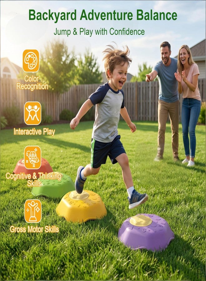 TGHIJKK 5-Pack Sensory Stepping Stones for Kids: Capacity Anti-Slip Textured Tread with Sound Feedback - Stackable for Indoor Outdoor Toys - Toddlers Children 2-8 Years Balance Training Sensory Development - Image 3