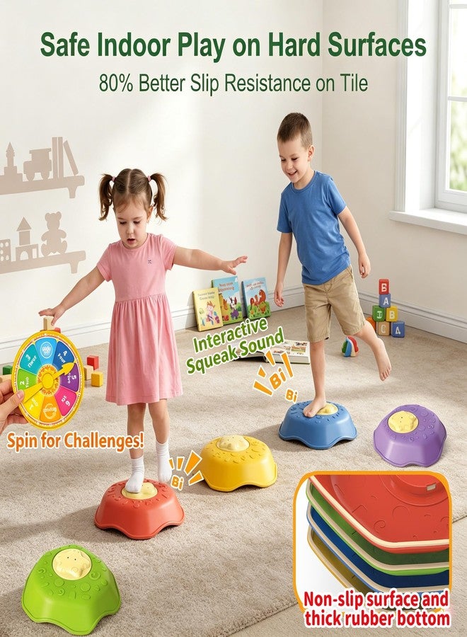 TGHIJKK 5-Pack Sensory Stepping Stones for Kids: Capacity Anti-Slip Textured Tread with Sound Feedback - Stackable for Indoor Outdoor Toys - Toddlers Children 2-8 Years Balance Training Sensory Development - Image 2