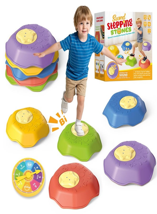TGHIJKK 5-Pack Sensory Stepping Stones for Kids: Capacity Anti-Slip Textured Tread with Sound Feedback - Stackable for Indoor Outdoor Toys - Toddlers Children 2-8 Years Balance Training Sensory Development - Image 1