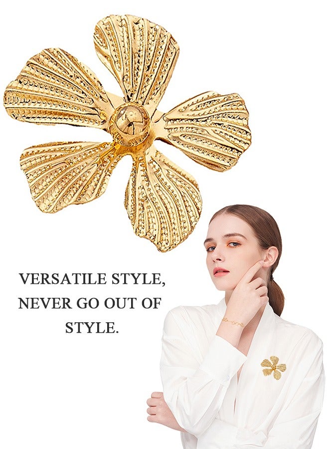 Beyond Flower Brooche, Anti Rust and Anti Fading Alloy Brooch Pins, Corsage Scarf Clip Women Girls (Gold) - Image 1