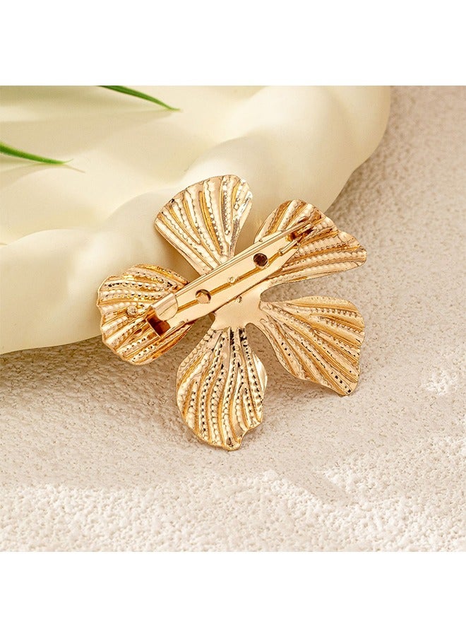 Beyond Flower Brooche, Anti Rust and Anti Fading Alloy Brooch Pins, Corsage Scarf Clip Women Girls (Gold) - Image 5