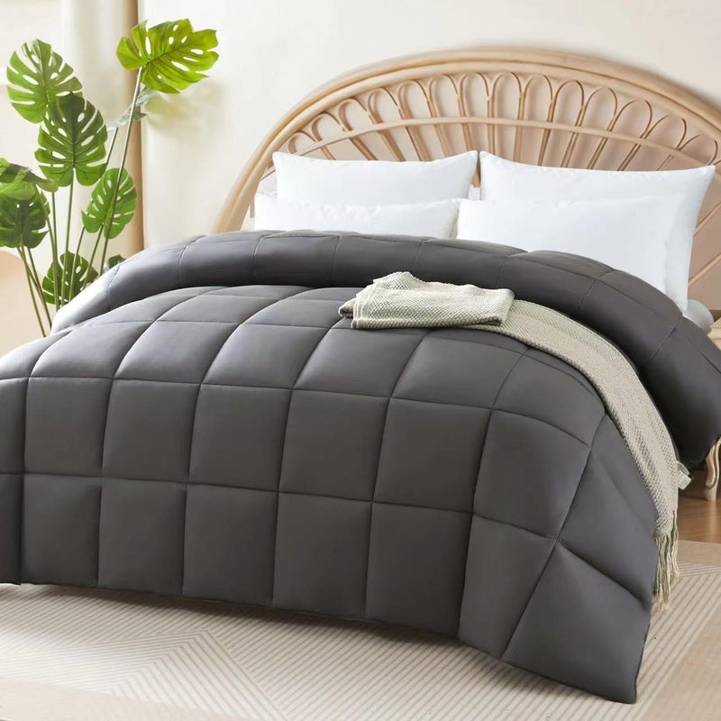 100 Viscose Made from Bamboo Comforter for Hot Sleepers Breathable Cooling Silky Soft Duvet Insert King Sizewith 8 Corner Tabs All Season Comforter 102x90 Inches Grey