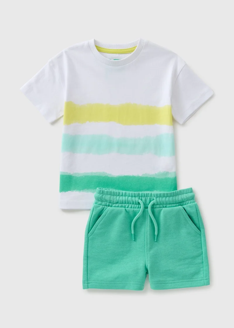 Matalan Boys Green Tie Dye Top & Shorts Set
