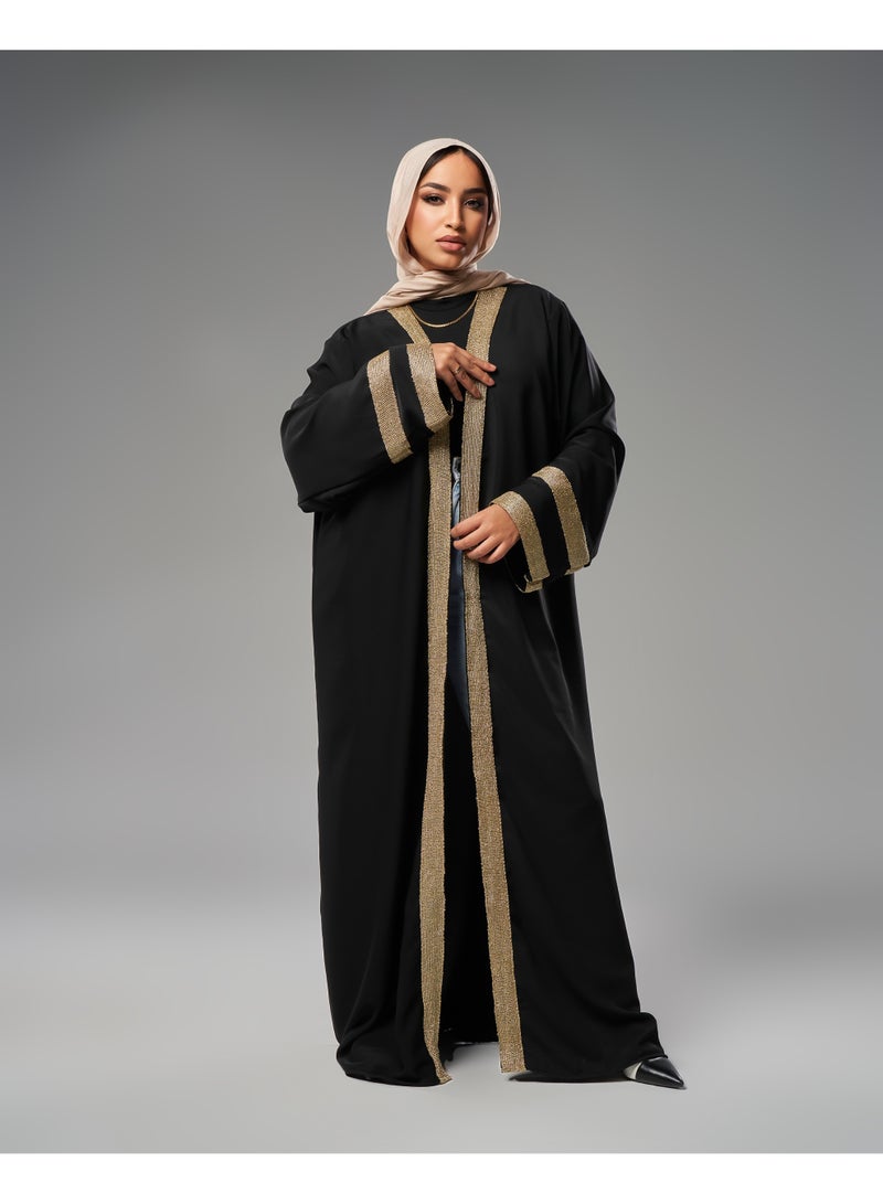 Lavezzi Abaya - | Elegant Embroidered Modest Cardigan for Women | Lightweight Kaftan, Flowy Fabric | Perfect for Special Occasions, Ramadan & Eid - Black - Image 1