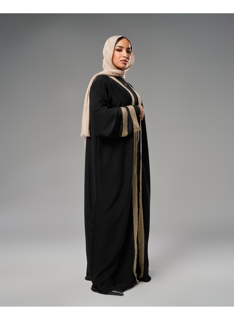 Lavezzi Abaya - | Elegant Embroidered Modest Cardigan for Women | Lightweight Kaftan, Flowy Fabric | Perfect for Special Occasions, Ramadan & Eid - Black - Image 3