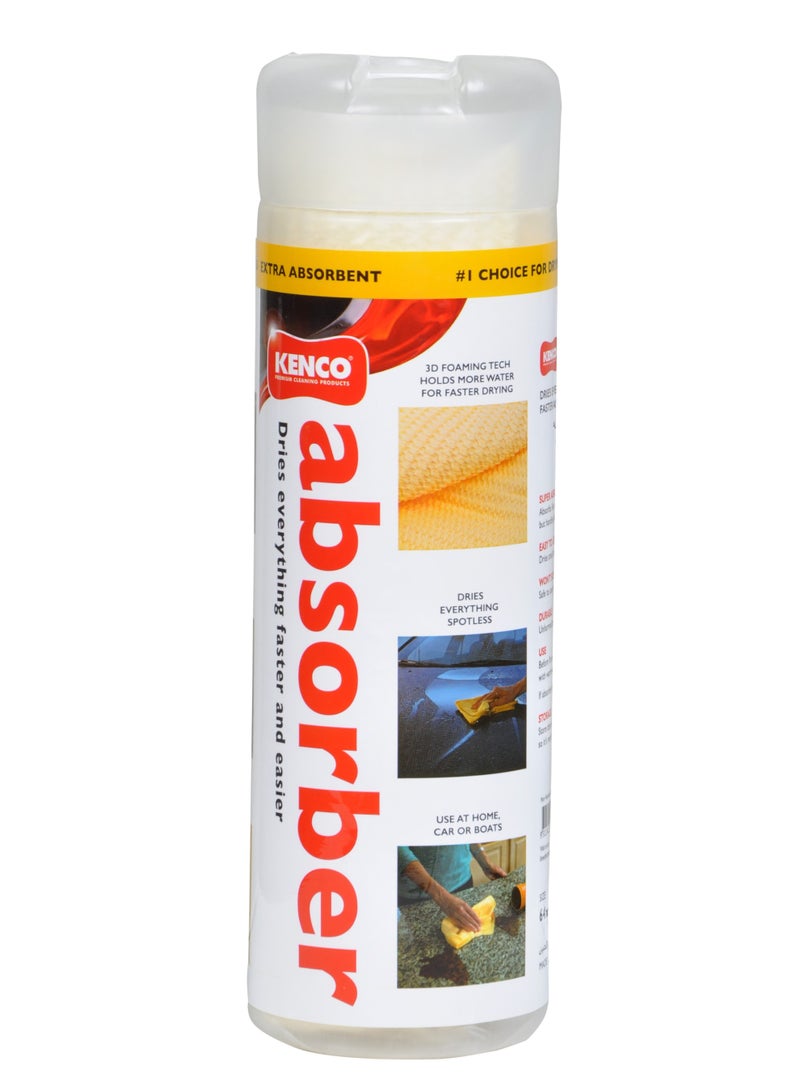 Kenco 3D Absorber Chamois Cleaning Cloth- Car,Kitchen Dries Everthing Faster And Easier,Super Absorbent,Durable,Store Damp In Tube