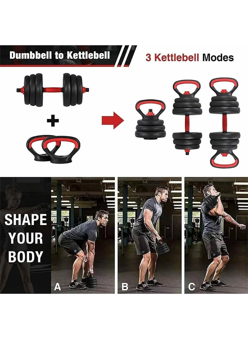 عربست مجموعة الدمبل ذات الوزن القابل للتعديل 4 في 1 ، الدمبل القابلة للتعديل ، مجموعة الوزن الحر 30 كجم ، تستخدم كحديد ، kettlebell ، رف تمرين الضغط ، تمارين اللياقة البدنية للصالة الرياضية المنزلية ، للرجال / النساء - Image 5