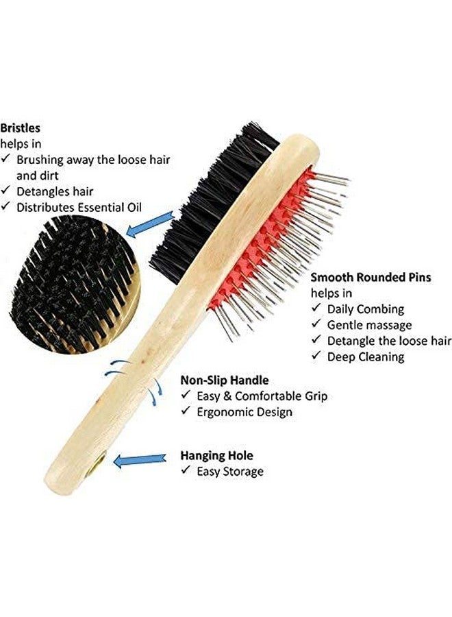 2 In 1 Wooden Dog Brush - Double Sided Pet Hair Remover Brush For Dogs & Cats - Image 2