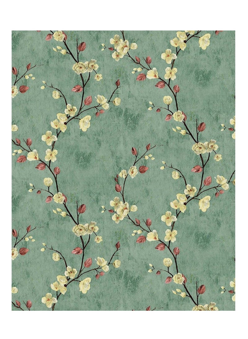 Floral Peel and Stick Wallpaper Flower Tree Contact Paper Self Adhesive Removable Modern Green Wall Decorative Covering Countertop Vinyl Film Roll(3M*0.53CM) - Image 1