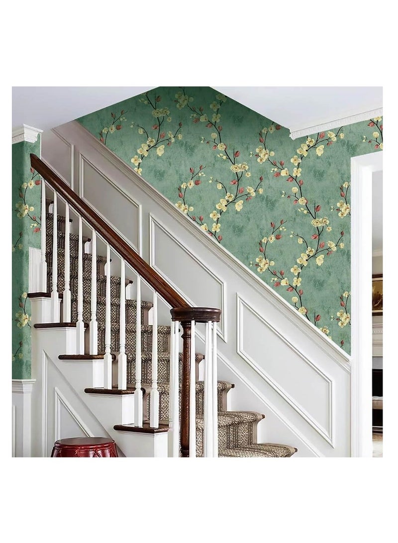 Floral Peel and Stick Wallpaper Flower Tree Contact Paper Self Adhesive Removable Modern Green Wall Decorative Covering Countertop Vinyl Film Roll(3M*0.53CM) - Image 5