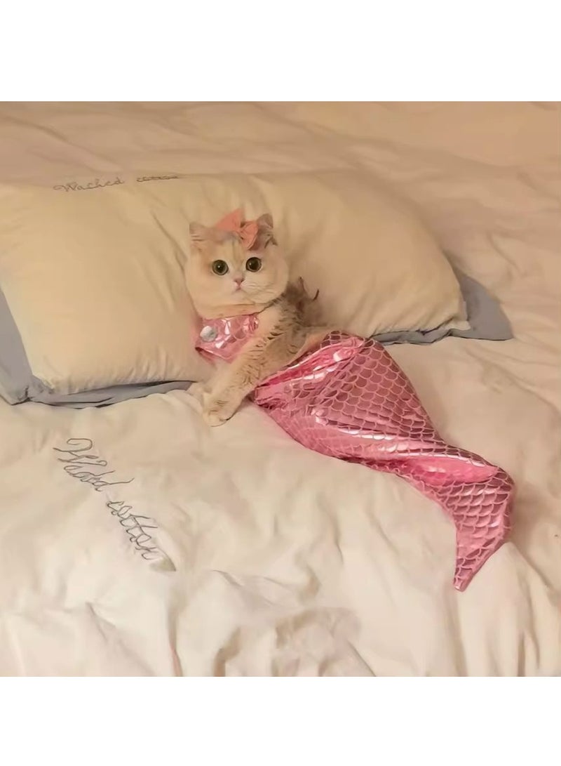 Loquat Cat and Dog Costumes Mermaid Costume Creative Funny Fishtail Dress Puppy Photo Props (Pink)(M) - Image 3