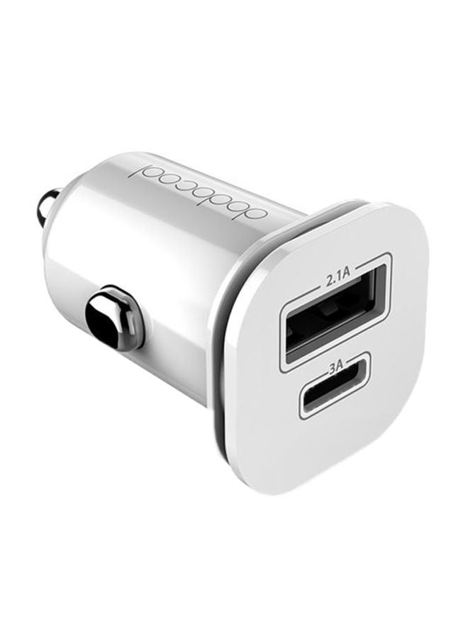 NIBEMINENT Dual Port Type-C Car Charger White  - Image 1