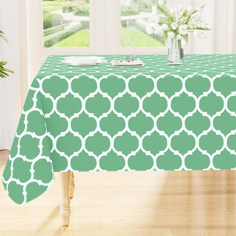 smiry Rectangle Table Cloth, Waterproof Vinyl Tablecloth with Flannel Backing for Rectangle Tables, Wipeable Spillproof Plastic Tablecloths for Dining, Camping and Indoor(52"x70", Sage Green) - Image 1