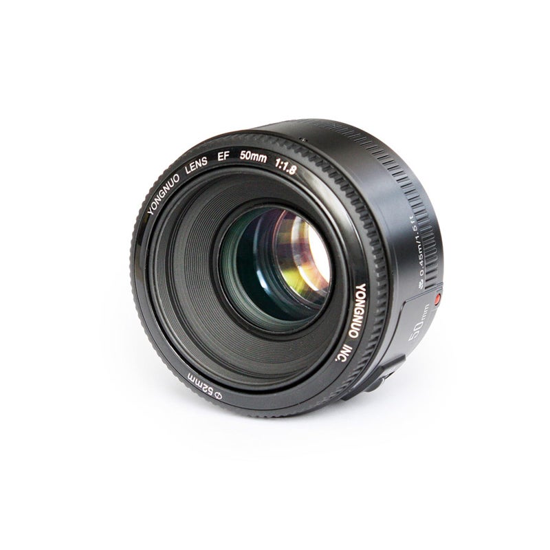 YONGNUO عدسة YONGNUO YN50mm F1.8C، عدسة بؤرية واسعة مع تركيز تلقائي، 50MM F1.8 لكاميرات كانون EF Mount EOS باللون الأسود - Image 1