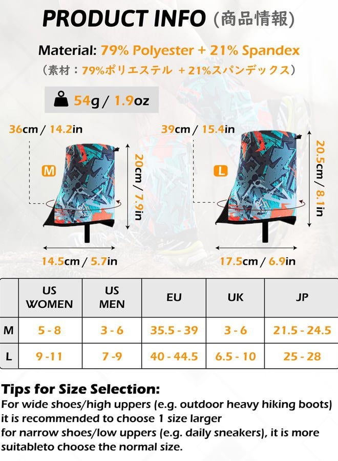 TRIWONDER Trail Gaiters Sandproof Leg Gaiters Running Gators Shoe Covers Ankle Gaiters for Hikiing Backpacking (M, Blue) - Image 2