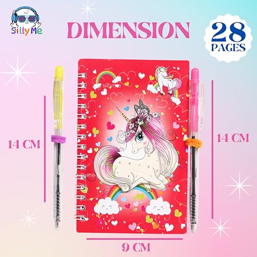 Sillyme 24pcs Unicorn Spiral Notebook with Pen - return gifts for girls birthday party - kanjak gifts for girls - kanya pujan navratri gifts for girls - Return gifts birthday party for kids - Return gift for kids birthday Age 6-10 6-12 3 4 5 6 7 8 12 - Image 4