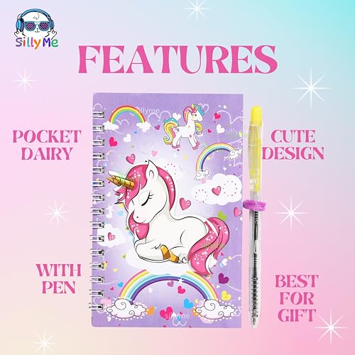 Sillyme 24pcs Unicorn Spiral Notebook with Pen - return gifts for girls birthday party - kanjak gifts for girls - kanya pujan navratri gifts for girls - Return gifts birthday party for kids - Return gift for kids birthday Age 6-10 6-12 3 4 5 6 7 8 12 - Image 2