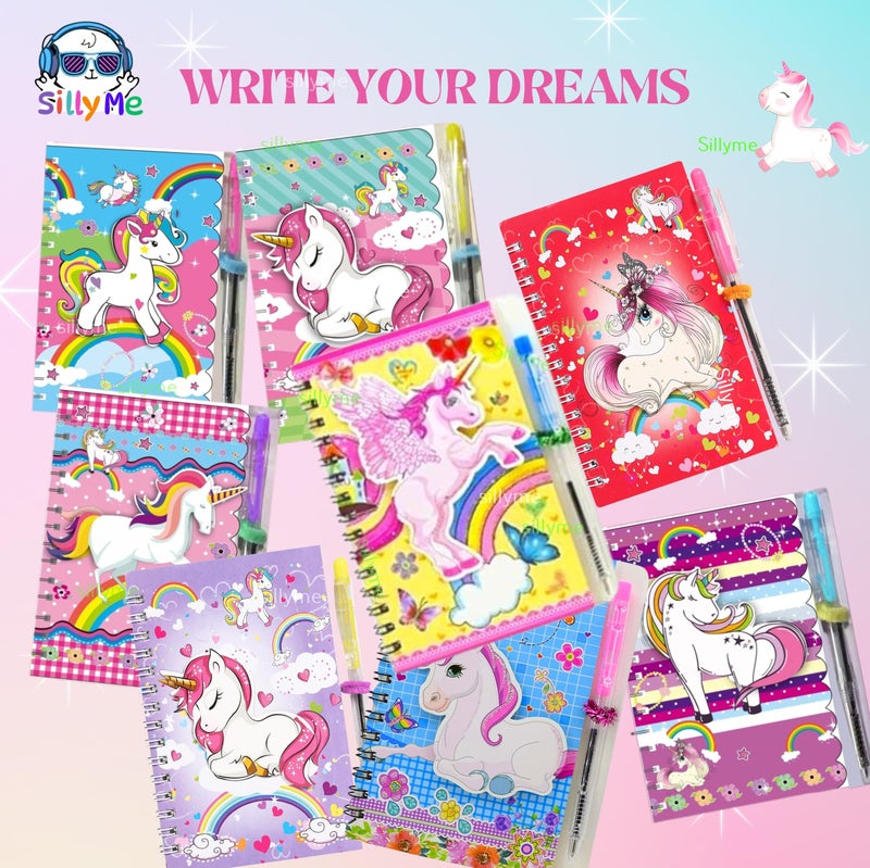 Sillyme 24pcs Unicorn Spiral Notebook with Pen - return gifts for girls birthday party - kanjak gifts for girls - kanya pujan navratri gifts for girls - Return gifts birthday party for kids - Return gift for kids birthday Age 6-10 6-12 3 4 5 6 7 8 12 - Image 3