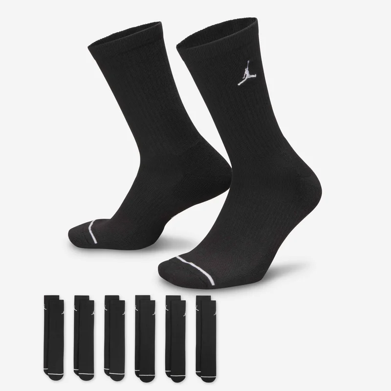 Jordan Black Everyday Cushioned Crew Socks (6 Pairs)  | Best Price UAE