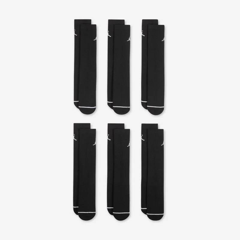 Jordan Black Everyday Cushioned Crew Socks (6 Pairs)  | Best Price UAE