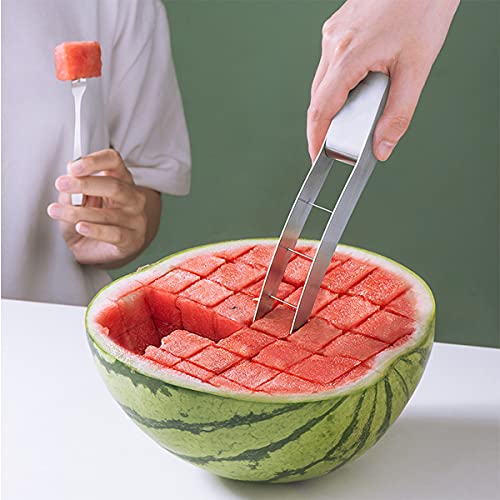 choxila Watermelon Cutter Slicer,Stainless Steel Watermelon Cube Cutter Quickly Safe Watermelon Knife,Fun Fruit Knives Salad Melon Baller for Kitchen Gadget - Image 3