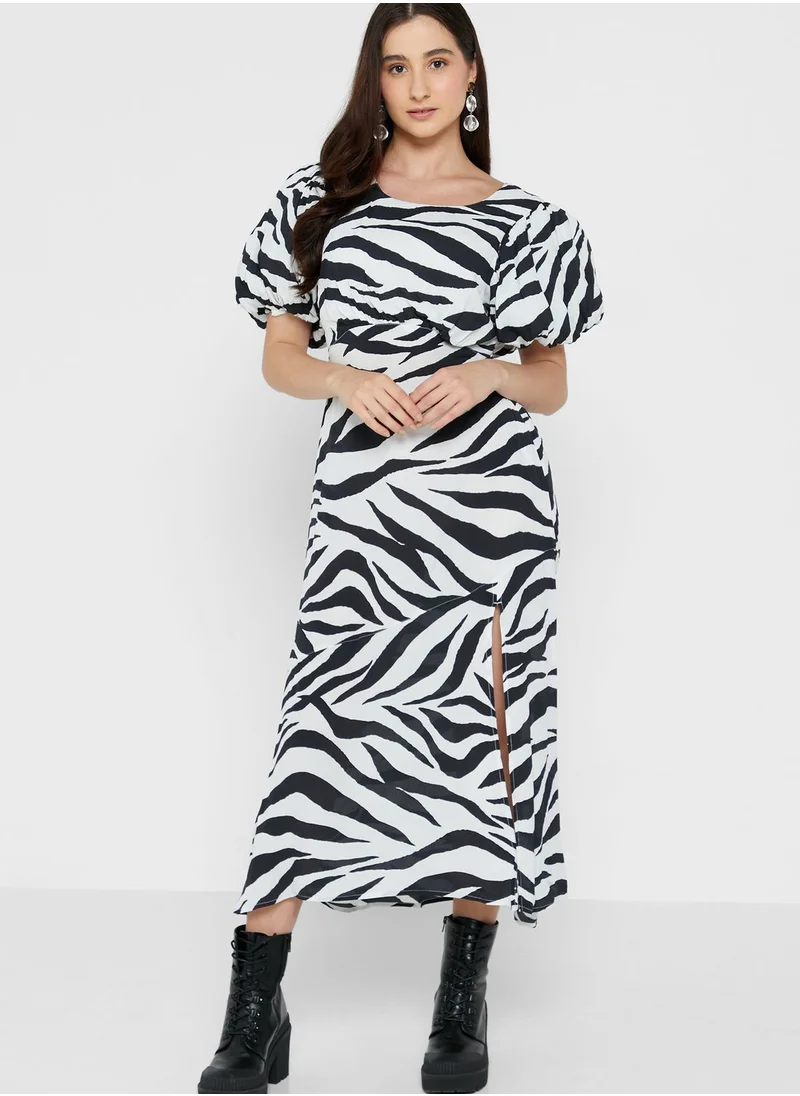 Miss Selfridge Puff Sleeve Printed Dress