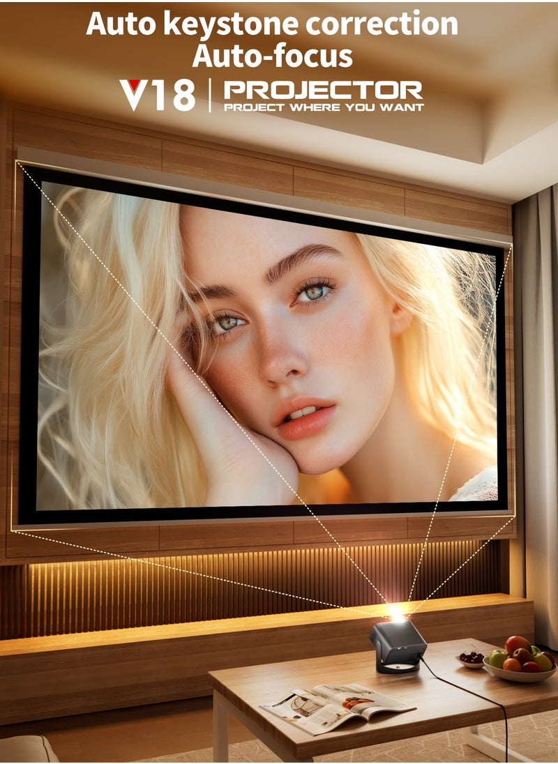 Generic - Portable Projector 1080P with 8000 Lumen, Auto Keystone & Focus, 230° Ceiling Rotation, WiFi 6, Kids-Friendly Design, Wireless iOS/Android Mirroring - Image 1