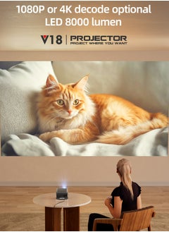 Generic Portable Projector 1080P with 8000 Lumen, Auto Keystone & Focus, 230° Ceiling Rotation, WiFi 6, Kids-Friendly Design, Wireless iOS/Android Mirroring  - Image 2