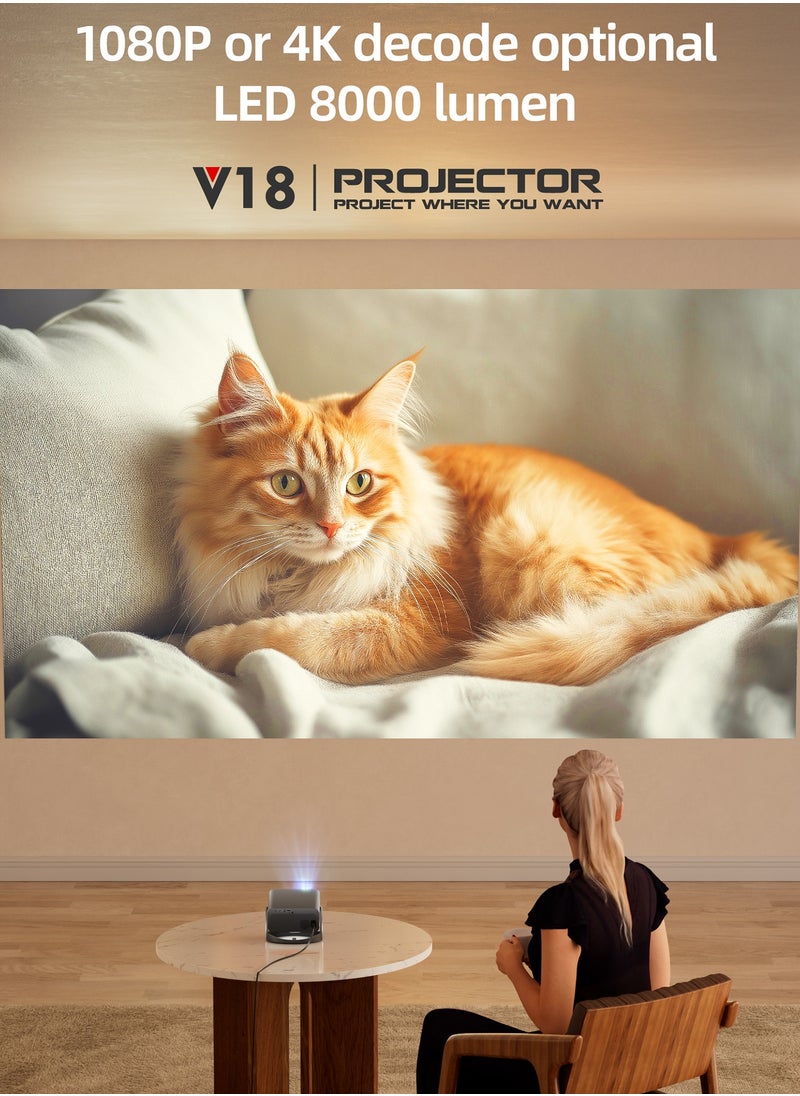 Generic - Portable Projector 1080P with 8000 Lumen, Auto Keystone & Focus, 230° Ceiling Rotation, WiFi 6, Kids-Friendly Design, Wireless iOS/Android Mirroring - Image 1