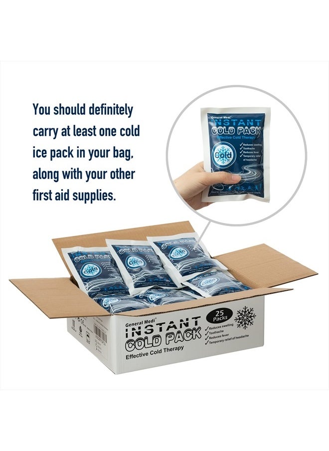General Medi Instant Ice Cold Pack (4”x 5.5”) – 25 Packs Disposable Cold Therapy Ice Packs for Pain Relief, Swelling, Inflammation, Sprains, Toothache – for Athletes & Outdoor Activities  - Image 3