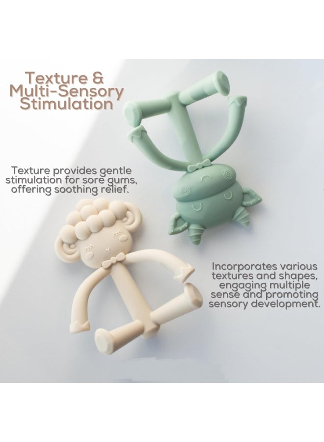 2-Pack Baby Teething Toys – Soft Silicone Teether Set for Infants & Toddlers – BPA-Free, Freezer & Dishwasher Safe – Animal Shape (Cow & Lamb) - Image 2