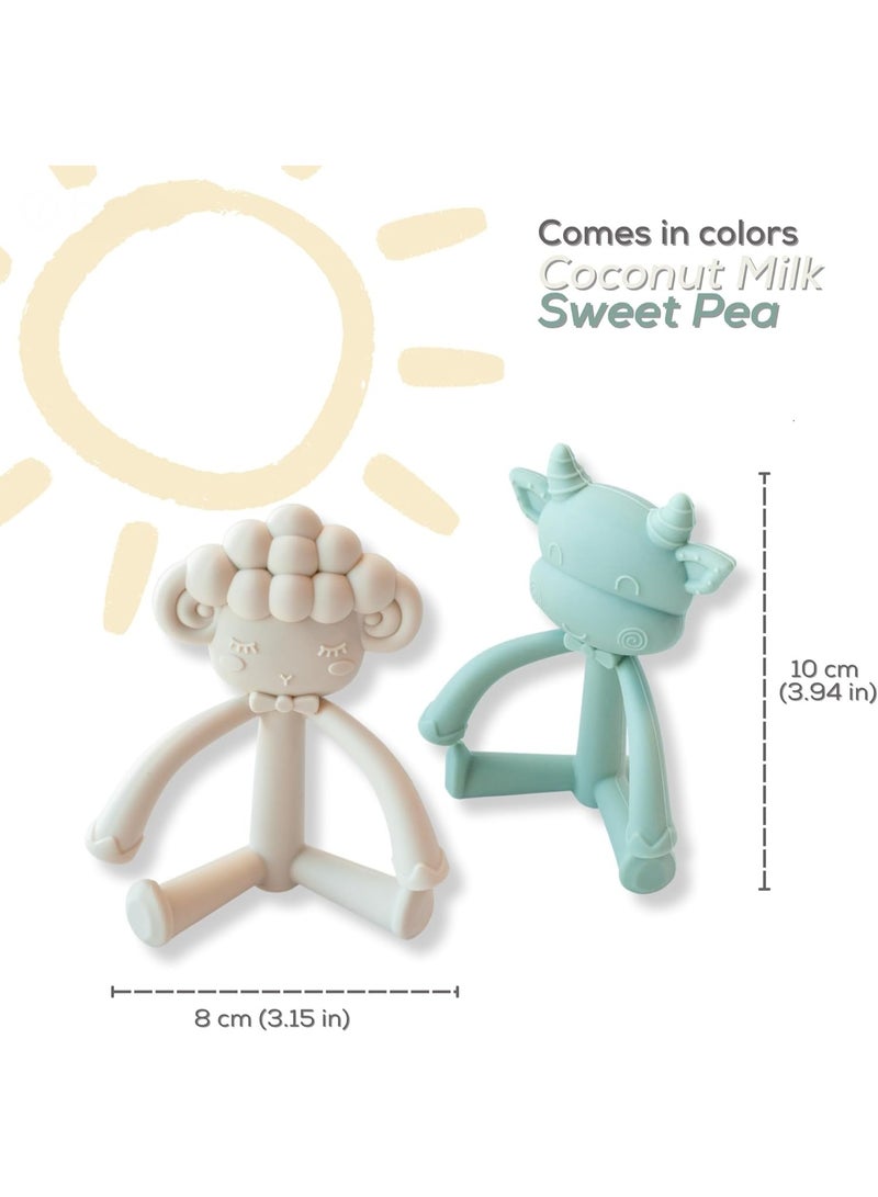 2-Pack Baby Teething Toys – Soft Silicone Teether Set for Infants & Toddlers – BPA-Free, Freezer & Dishwasher Safe – Animal Shape (Cow & Lamb) - Image 5