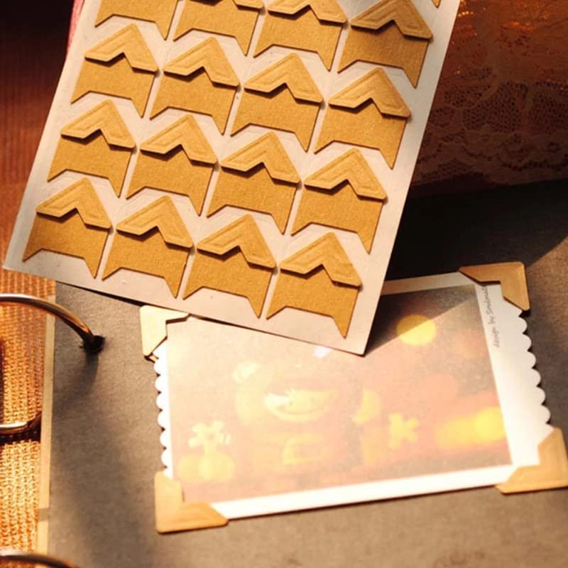 Sunkizzrs 5 Sheets Photo Corners Self Adhesive Mounting Sticker Paper Corner Stickers For Scrapbook Album (Kraftwall, 8.9 Cms) - Image 3