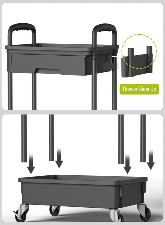 Sorgion 4 Tier Small Rolling Cart Organizer,Art Craft Diaper Bedside Snack Cart Laundry Room Bathroom Organizer Narrow Thin Slim Rolling Trolley Utility Cart with Wheels for Kitchen,Office(Black) - Image 5