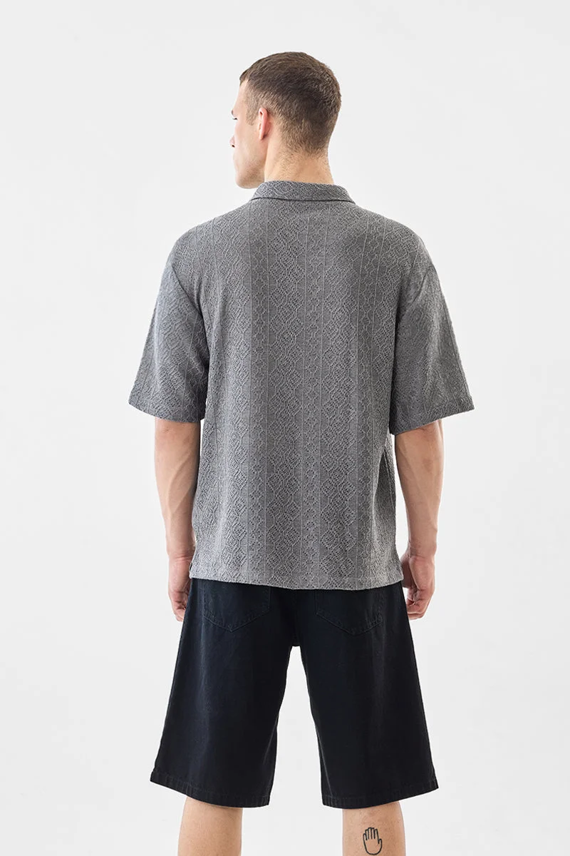 Snitch Grey Box Fit Crochet Shirt for Men | Best Price UAE