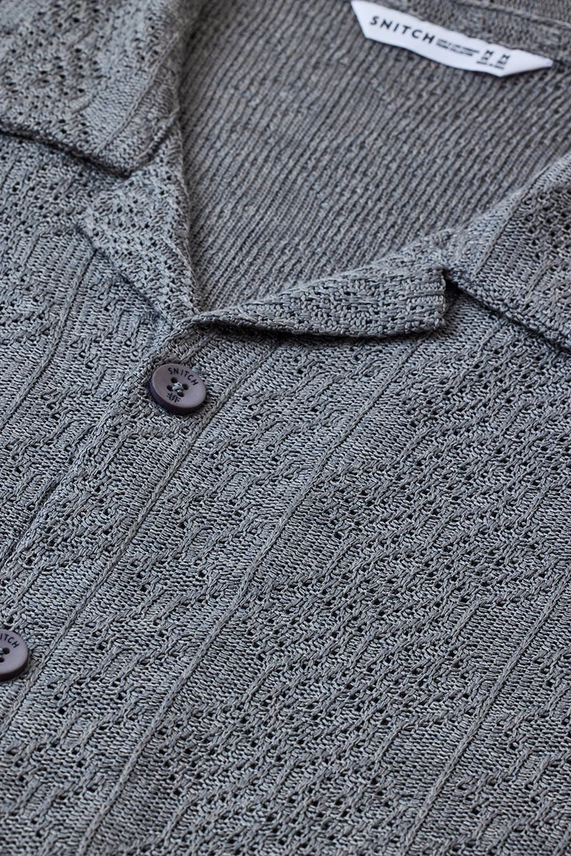 Snitch Grey Box Fit Crochet Shirt for Men | Best Price UAE