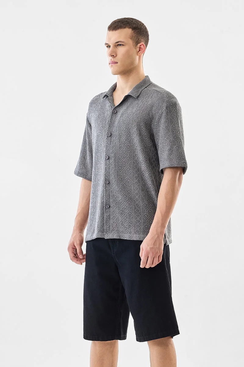 Snitch Grey Box Fit Crochet Shirt for Men | Best Price UAE